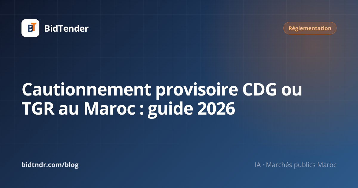 Cautionnement provisoire CDG ou TGR au Maroc : guide 2026